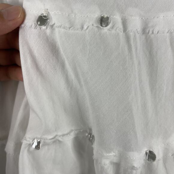 Kaktus Tiered Maxi Skirt Womens Small White Embellished Boho Cottage Gypsy Fairy - Picture 4 of 16